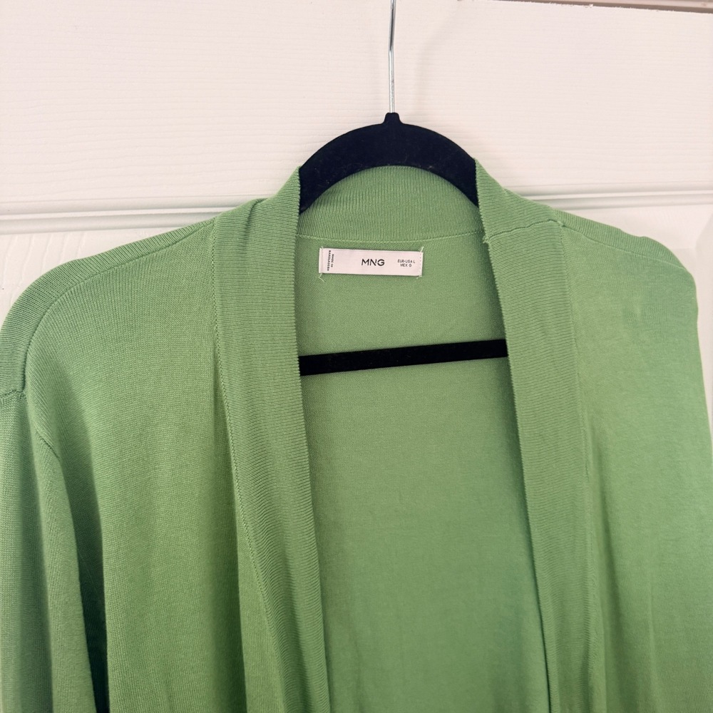 Mango MNG Green Open Front Long Sleeve Lightweight Knit Cardigan Womens Large - Picture 4 of 8